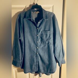 LOFT Blue Denim Down Bottom Long Sleeve women Size M